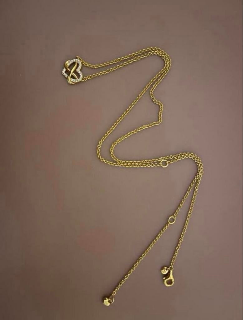 Pandora gouden ketting met hart infinity hanger, Ophalen of Verzenden, Gebruikt, Goud, Met hanger