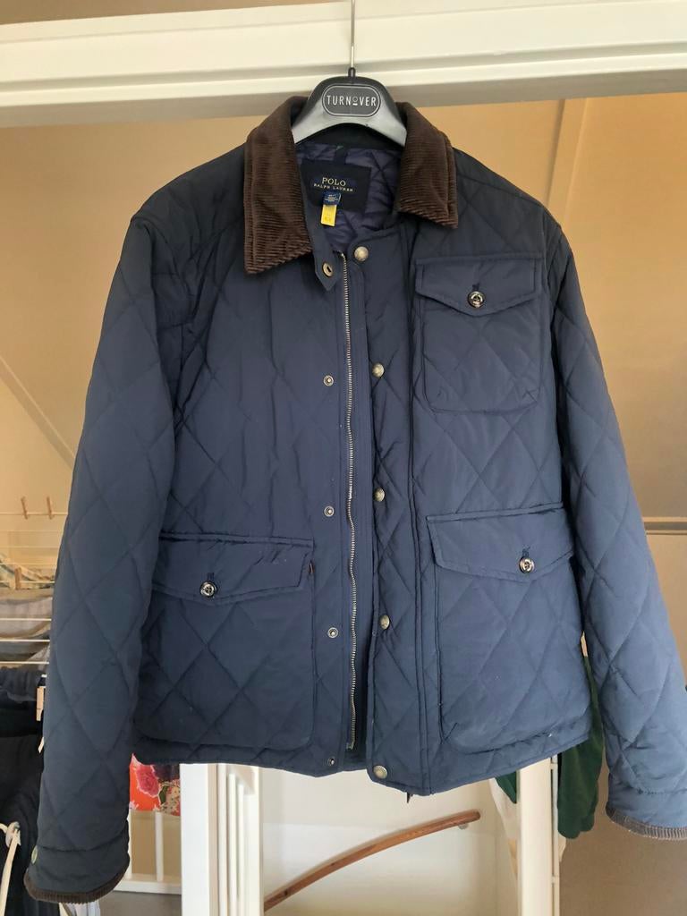 Polo ralph lauren quilted jacket maat M navy blauw, Ophalen of Verzenden, Zo goed als nieuw