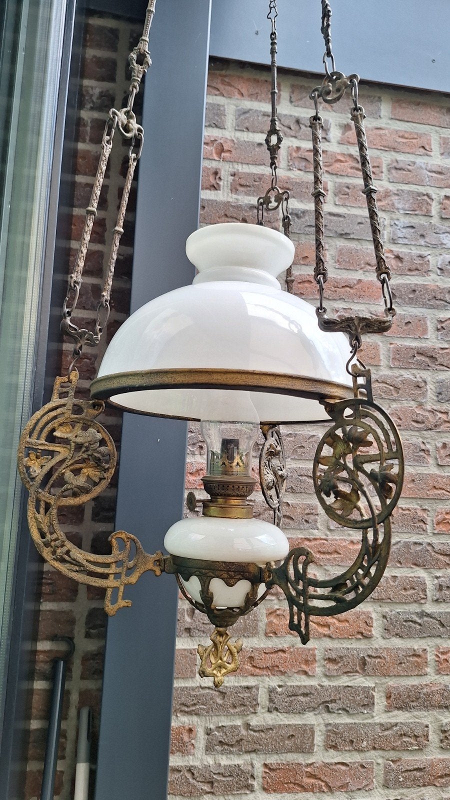 olielamp origineel op olie, Antiek en Kunst, Antiek | Lampen, Ophalen