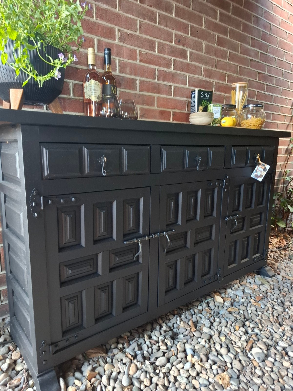 Spaans dressoir mat zwart, Ophalen of Verzenden, Zo goed als nieuw, 25 tot 50 cm
