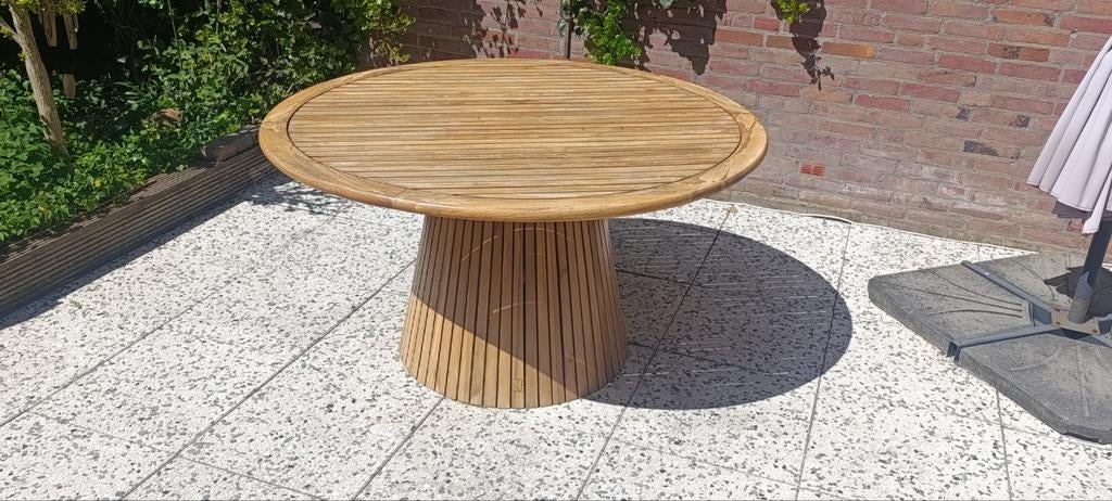 Ronde hardhouten tuintafel (FSC) met afdekhoes, Tuin en Terras, Ophalen, Rond, Hout
