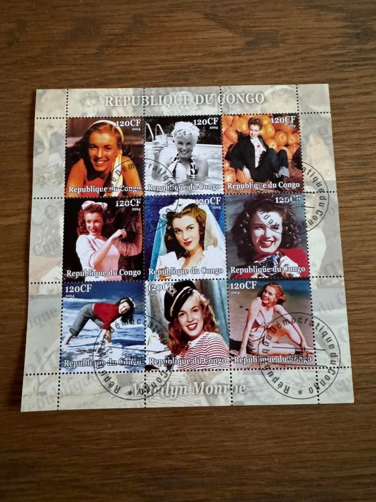 Congo blok Marilyn Monroe, Postzegels en Munten, Ophalen of Verzenden, Gestempeld