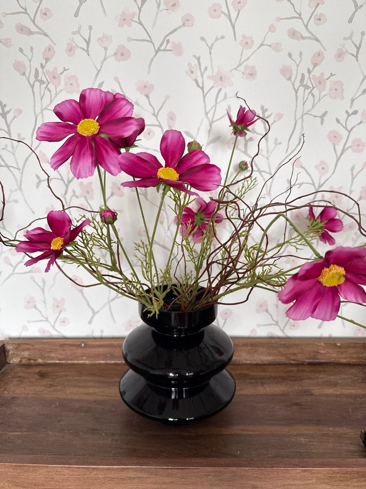 Kunstbloemen met vaas - Roze Cosmos, Ophalen, Binnen, Roze, Textiel