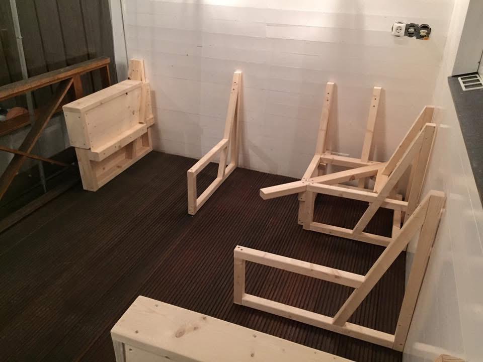 Te koop steiger houten hoekbank, Ophalen, Zo goed als nieuw, Hout