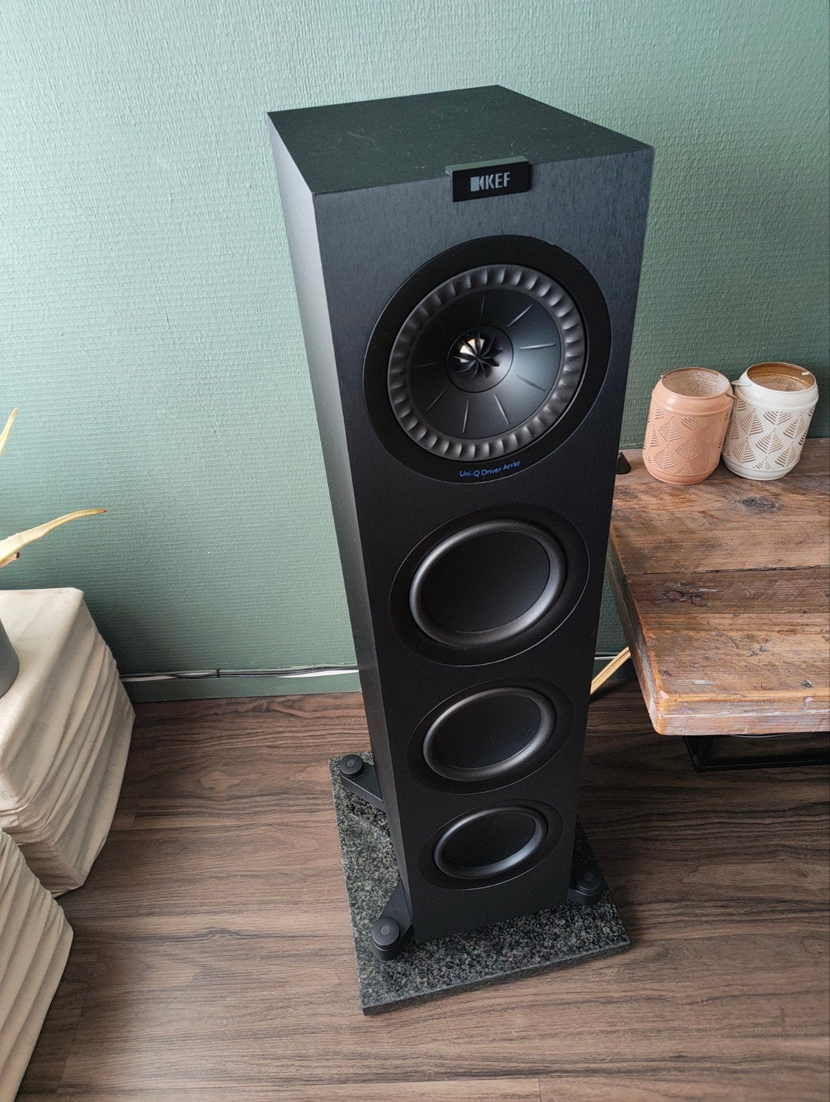 KEF Q750  Luidsprekers  zwarte als nieuw, Vloerstaande luidspreker, Zo goed als nieuw, KEF, Ophalen