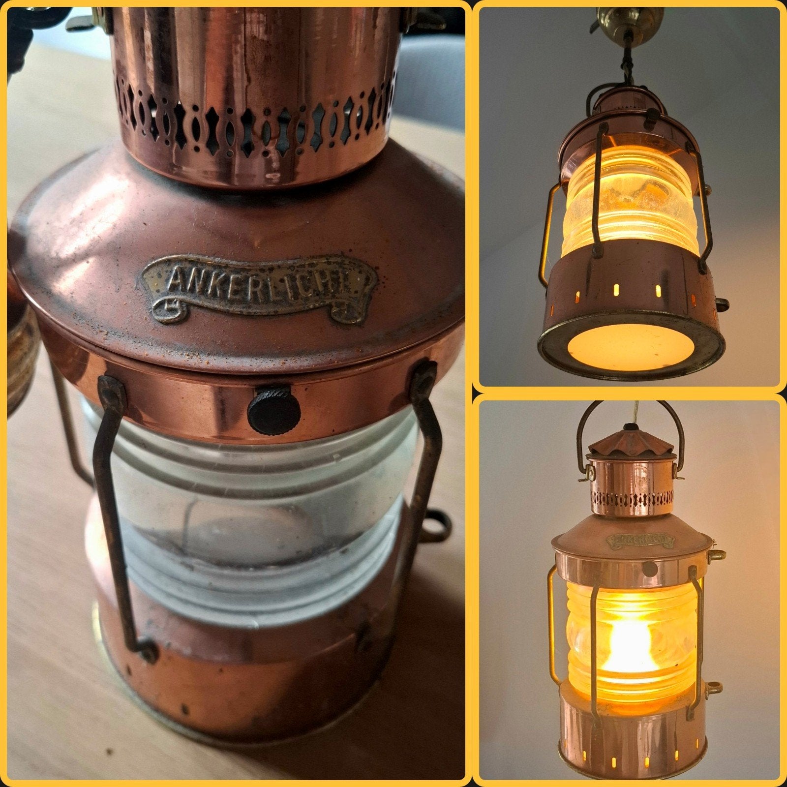 Koper Ankerlicht Scheepslamp - Vintage Maritieme Verlichtin, Ophalen of Verzenden