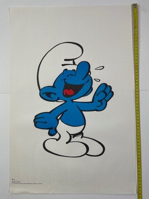 poster De smurfen jaren 1980 Edition Jean Dupuis, Ophalen of Verzenden, Zo goed als nieuw, A1 t/m A3, Film en Tv