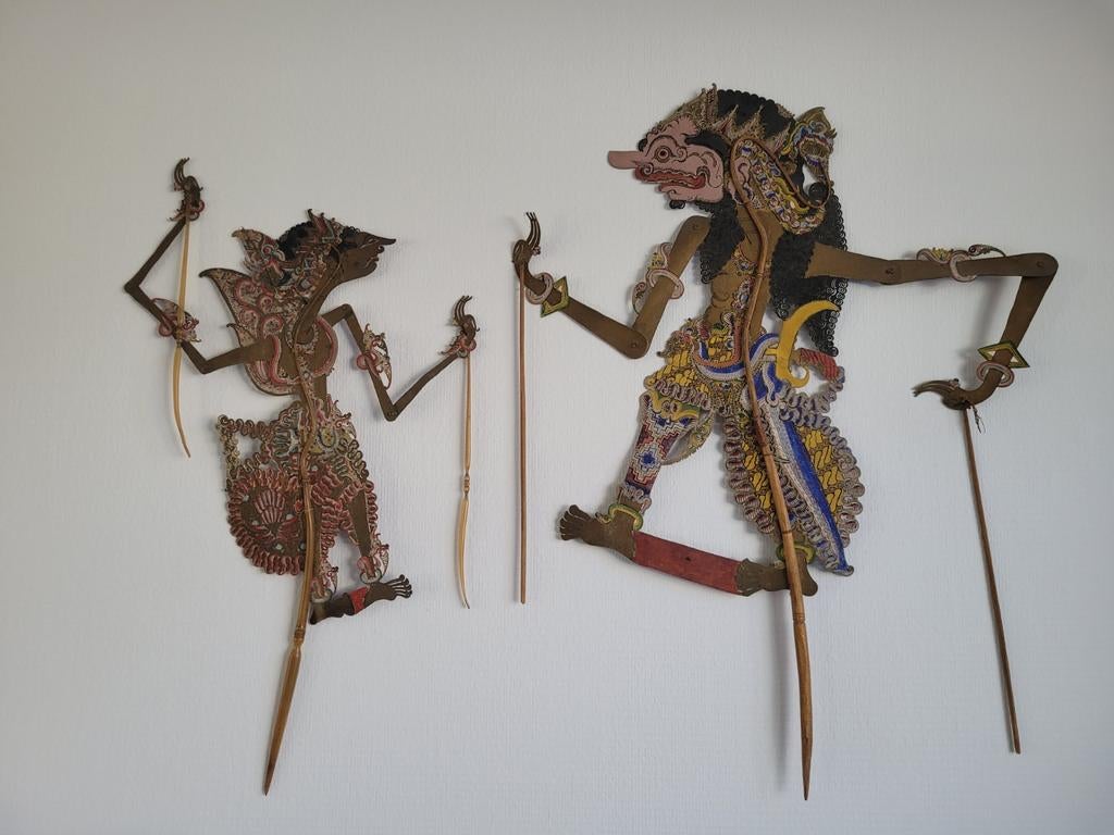 2 Wayang Kulit Poppen - Traditionele Indonesische poppen, Antiek en Kunst, Ophalen