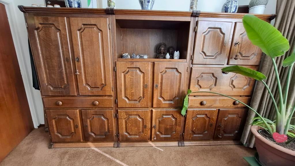 3-delig massief eiken wandmeubel, Huis en Inrichting, Kasten | Wandmeubels, Ophalen, 50 tot 75 cm, 150 tot 200 cm