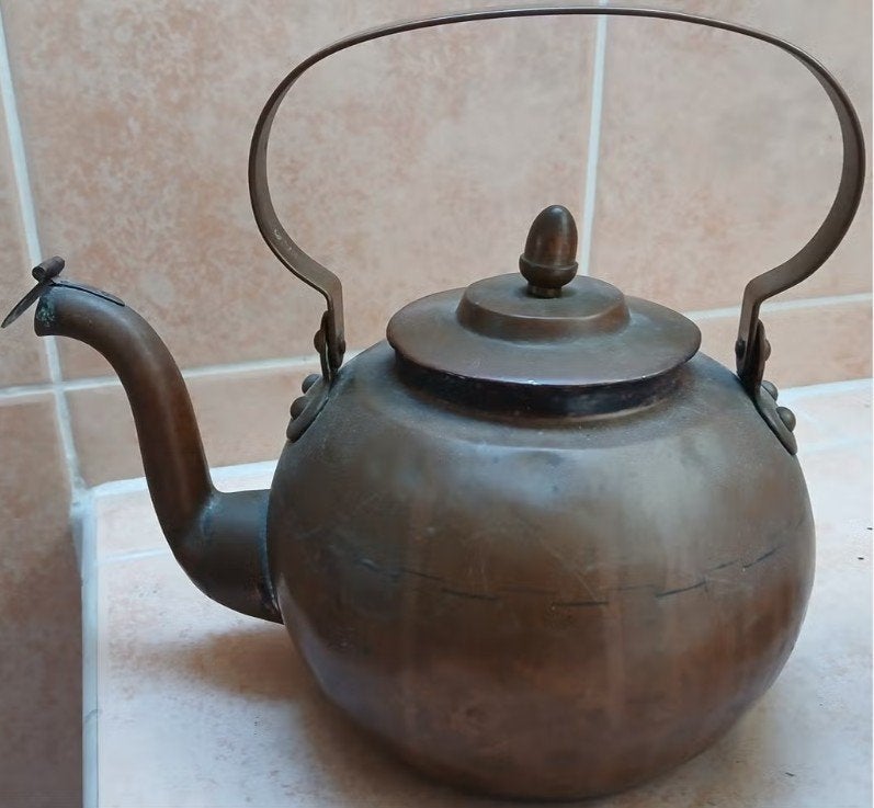 Roodkoperen theeketel", "appelketel", Antiek en Kunst, Ophalen of Verzenden, Koper