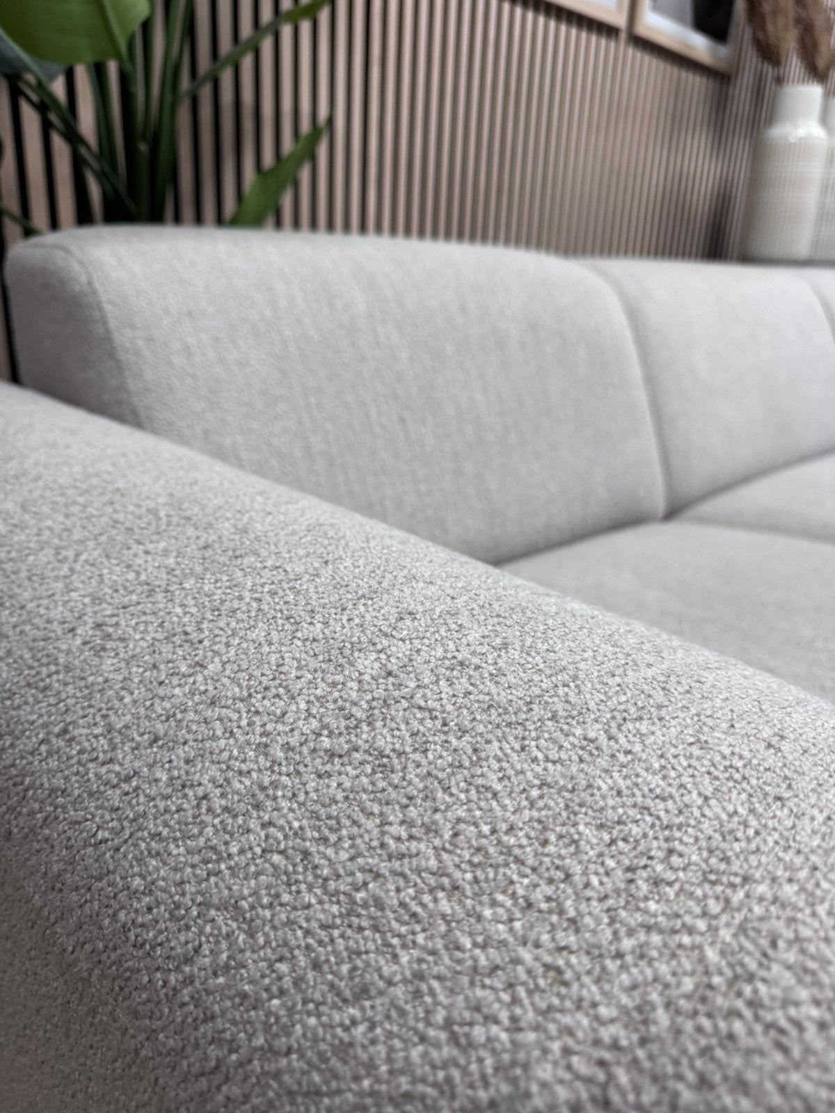 ZGAN Trendy Bouclé U-Bank / Hoekbank - Lichtgrijs - 340cm, -, -, Hoekbank, 300 cm of meer