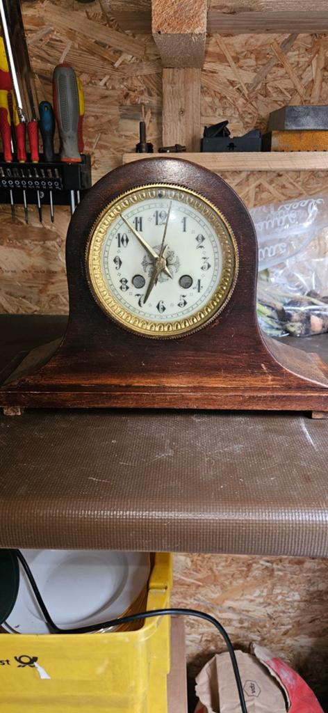 Antieke houten schoorsteenklok, Antiek en Kunst, Ophalen