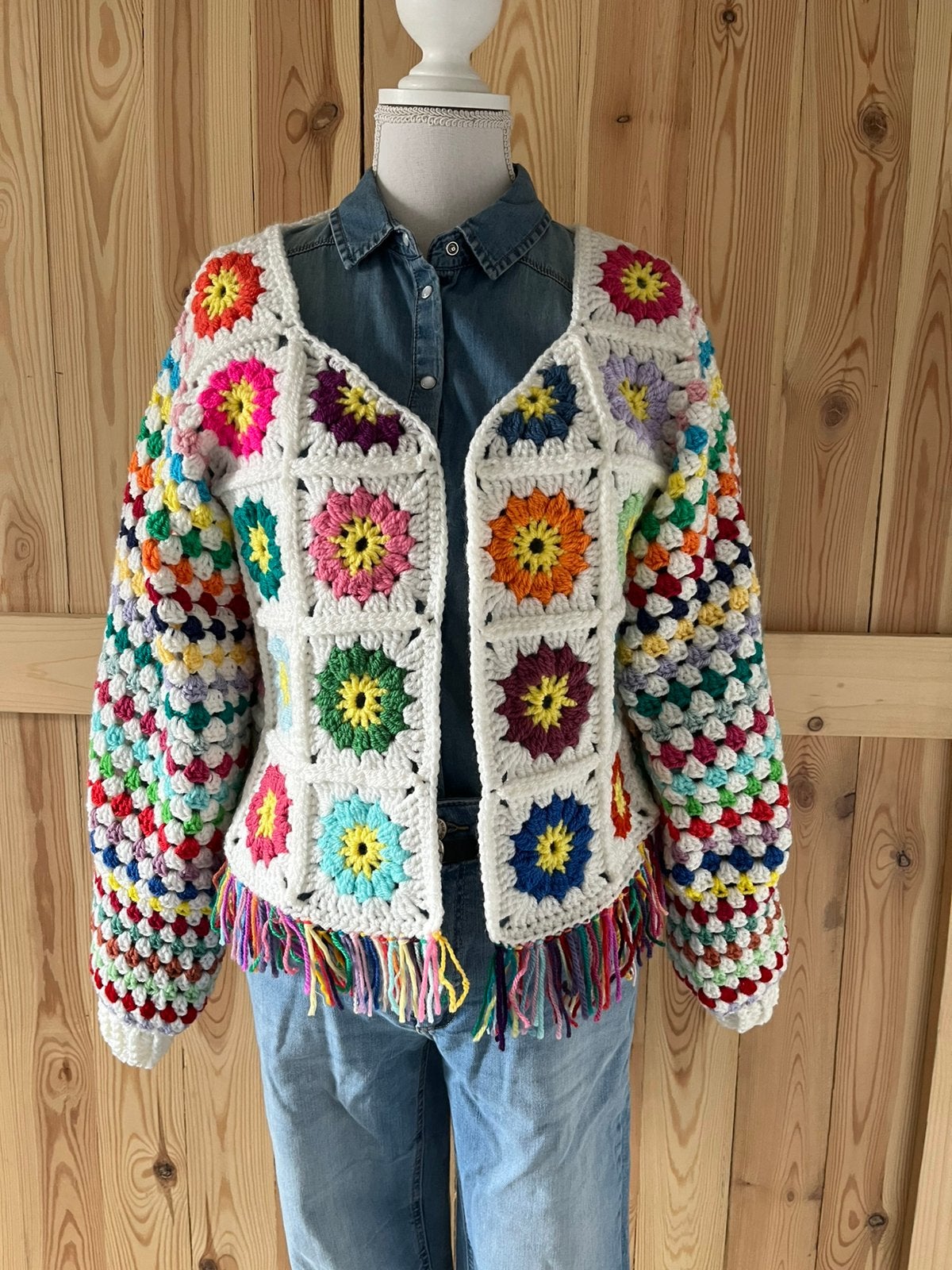 🌸Super gaaf gehaakt Granny Square vest maat S🌸, Ophalen of Verzenden, Nieuw, Maat 36 (S), Overige kleuren