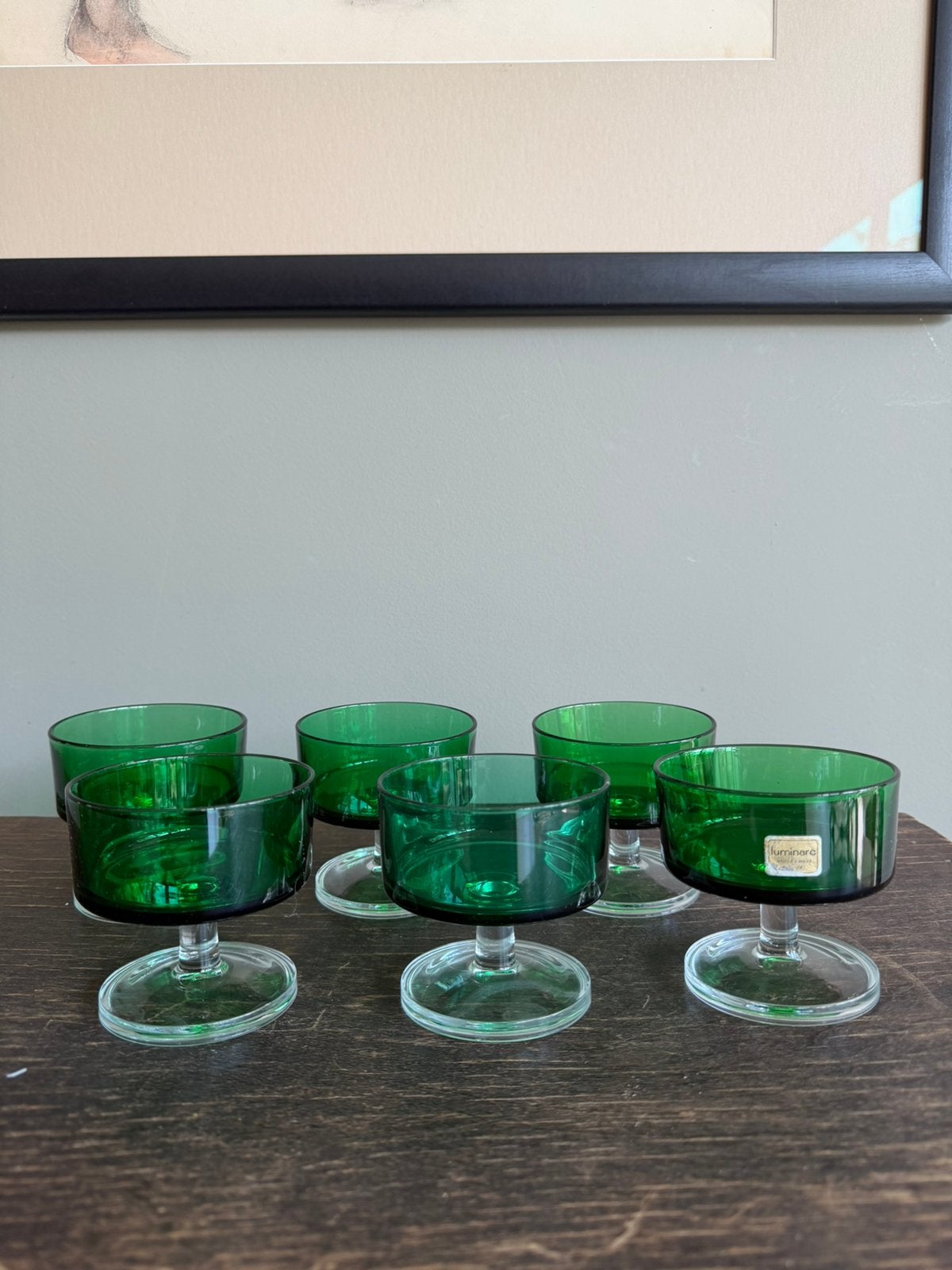 6 groene dessert glazen luminarc, Ophalen of Verzenden, Zo goed als nieuw, Overige typen