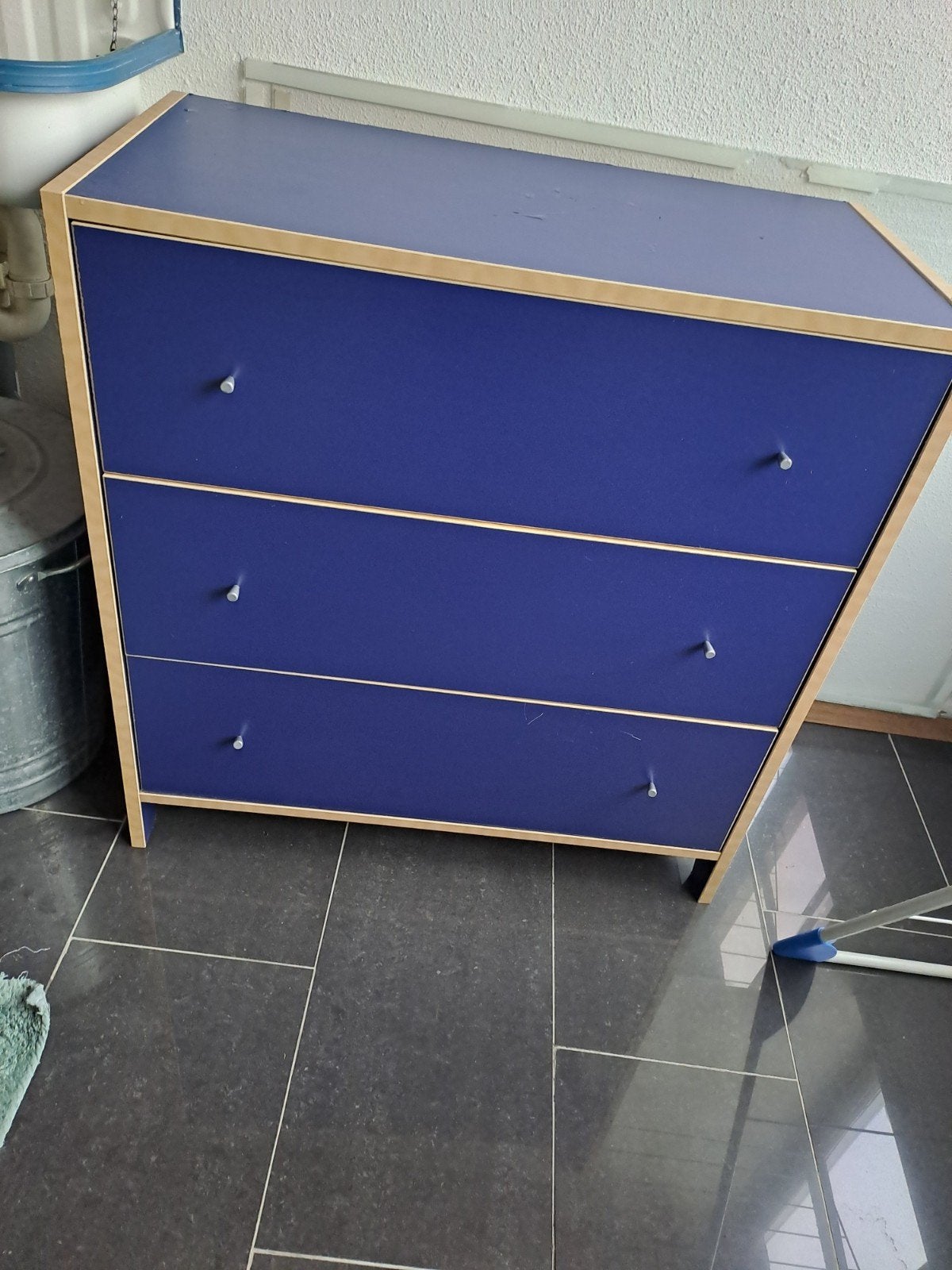 IKEA Ladekast met 3 lades - Blauw, Ophalen, Gebruikt, 100 tot 150 cm, 50 tot 100 cm
