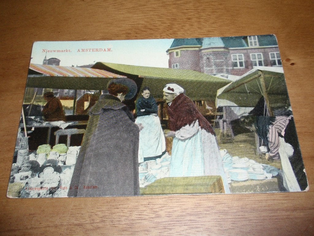 Nieuwmarkt Amsterdam Tulpkaart Markt, Verzamelen, Ansichtkaarten | Nederland, Verzenden, Voor 1920, Ongelopen, Noord-Holland
