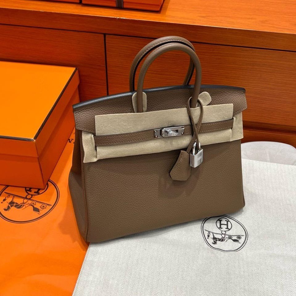 Hermes birkin 30 | taupé, Ophalen of Verzenden, Nieuw, Blauw, Handtas