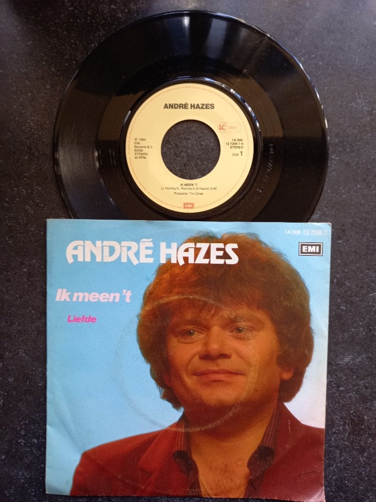 Andre Hazes - Ik meen 't 1985, Cd's en Dvd's, Vinyl Singles, Gebruikt, Ophalen of Verzenden, Fotohoes, Nederlandstalig