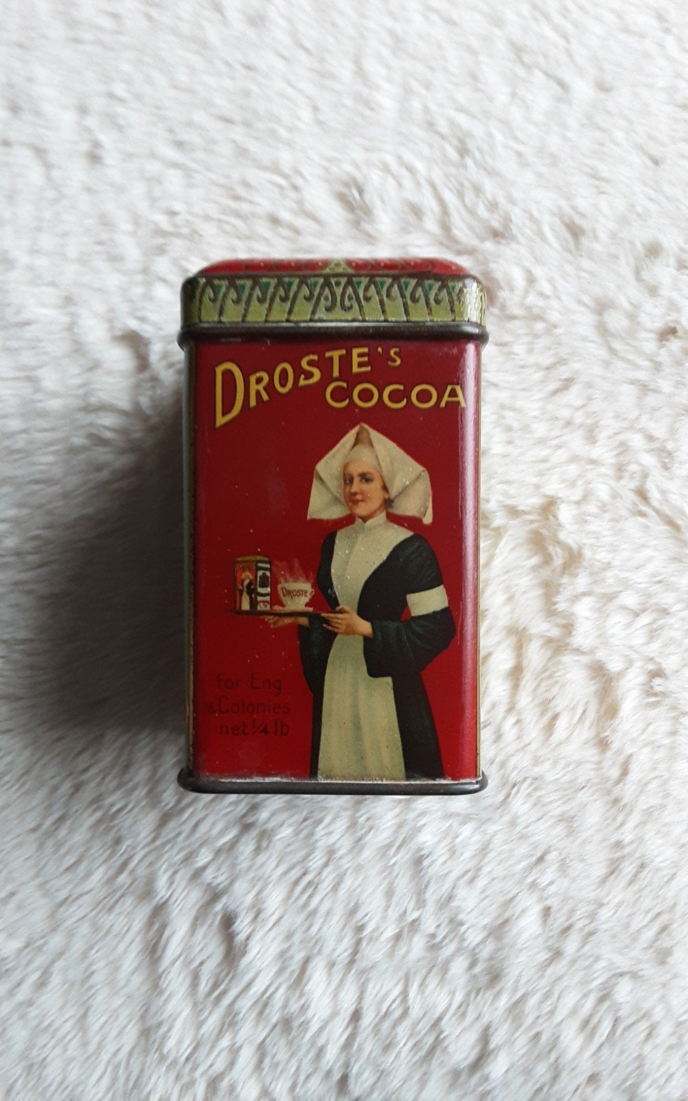 DROSTE CACAO , 100 Gr ENGELS. C.A. 1930., Verzamelen, Blikken, Ophalen of Verzenden, Overige