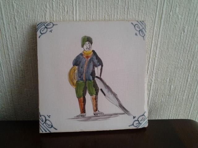 Tegel Visserman Afmeting: 13 x 13 cm, Ophalen of Verzenden
