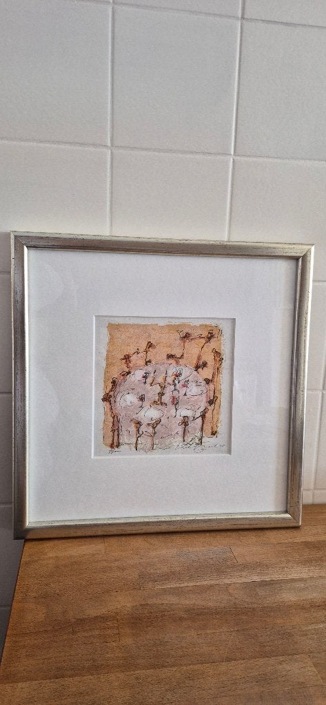Mooie zeefdruk van Richard smeets . Dinner voor zes ., Antiek en Kunst, Genummerd, Ophalen of Verzenden