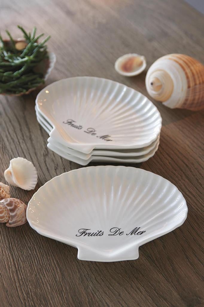 nieuw 4pcs rivièra maison schell plate porselein, Overige typen, Nieuw, Ophalen of Verzenden, Overige stijlen
