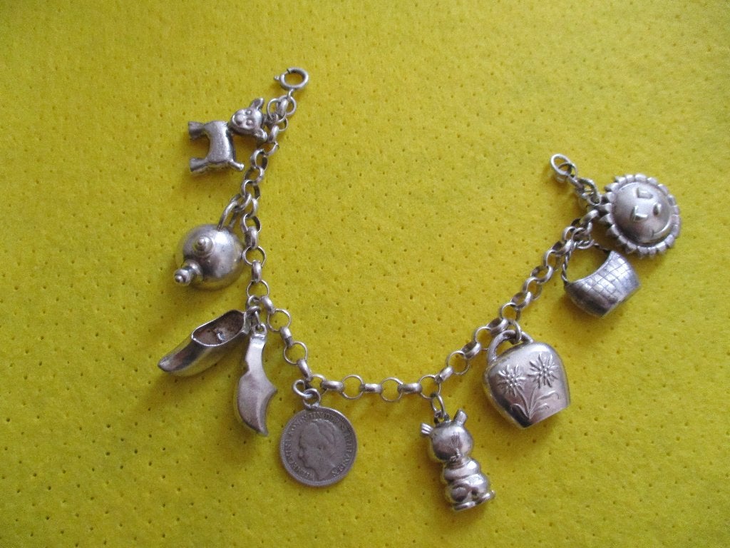 oude zilveren bedelarmband nr 2, Sieraden, Tassen en Uiterlijk, Verzenden, Gebruikt, Zilver, Zilver