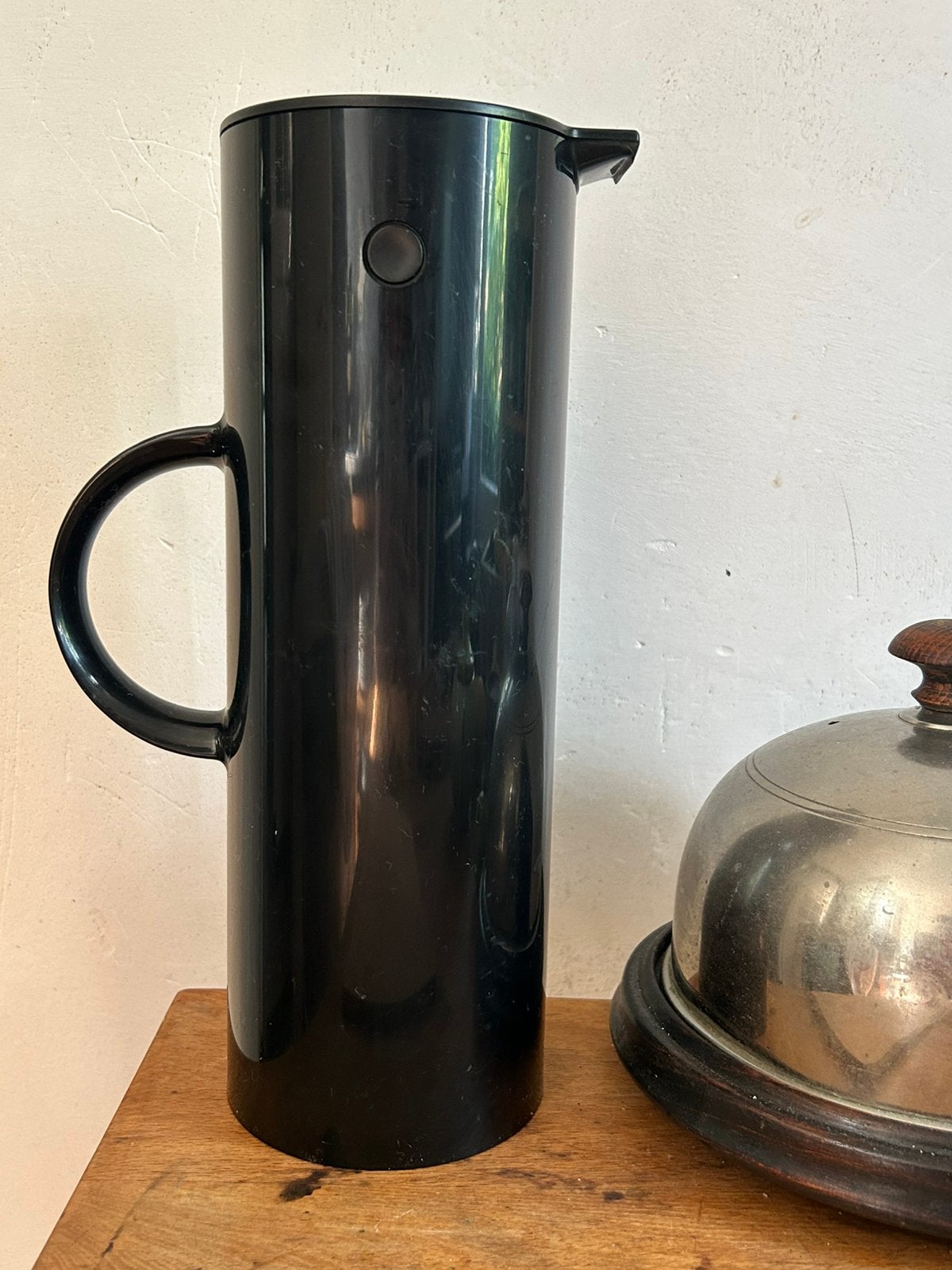Vintage EM77 Stelton thermos zwart, Kunststof, Gebruikt, Thermoskan, Overige merken