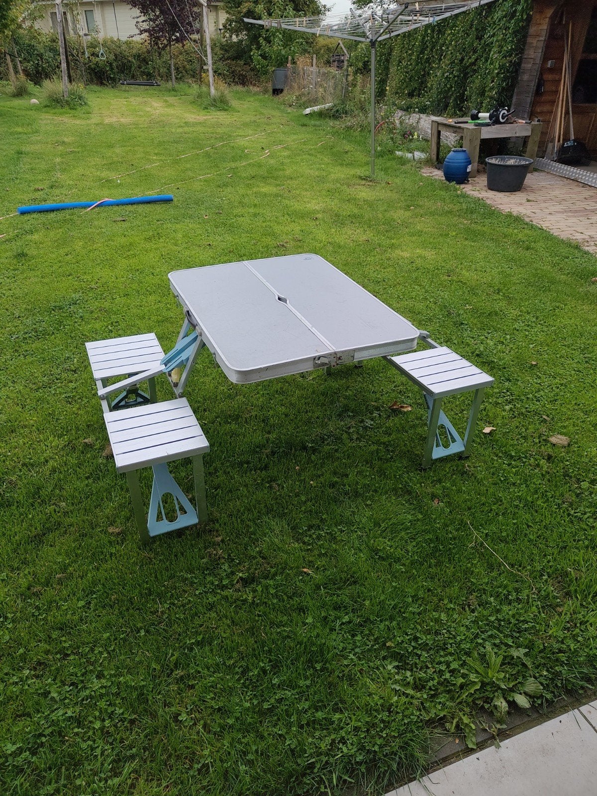 Bo-Camp Opvouwbare Campingtafel met Bankjes, Caravans en Kamperen, Kampeermeubelen, Ophalen, Gebruikt, Campingtafel