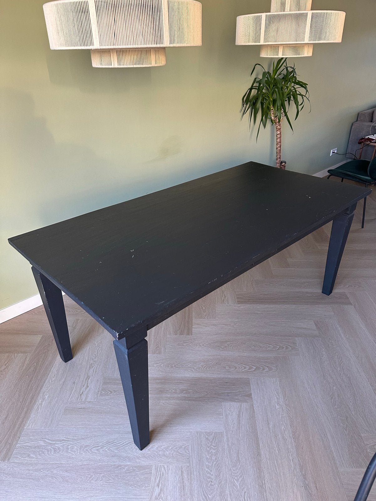 Eettafel zwart - 180x90x77 cm - Opknapper, Ophalen, Gebruikt, 50 tot 100 cm, 150 tot 200 cm