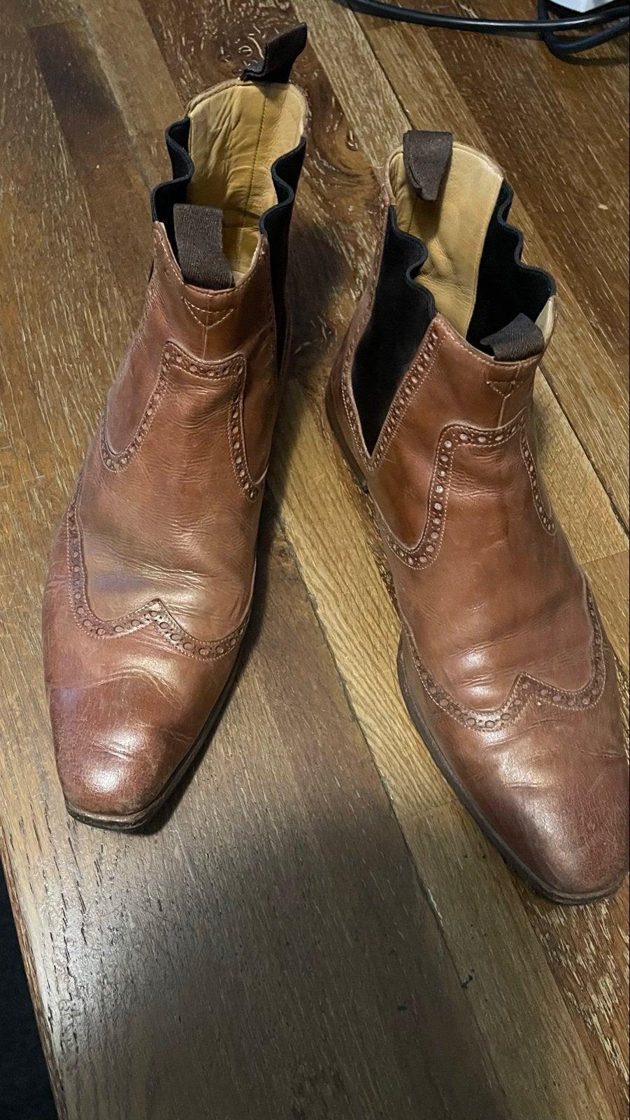 Greve: maat 9.5 Bruine leren boots met brogue details, Bruin, Boots, Ophalen of Verzenden, Gedragen