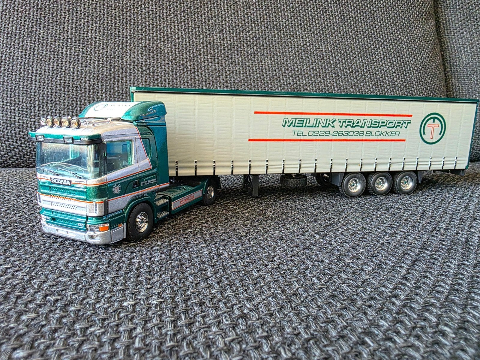 Scania 124L 400 Meilink Transport Tekno, Ophalen of Verzenden, Zo goed als nieuw, Bus of Vrachtwagen, Tekno