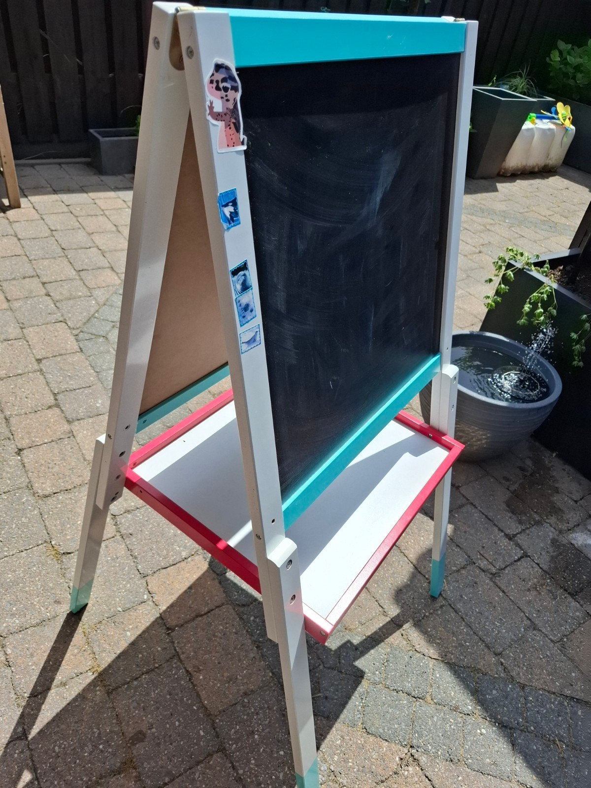 Tekenbord, Krijtbord, magneetbord- Dubbelzijdig, opklapbaar, Ophalen, Gebruikt