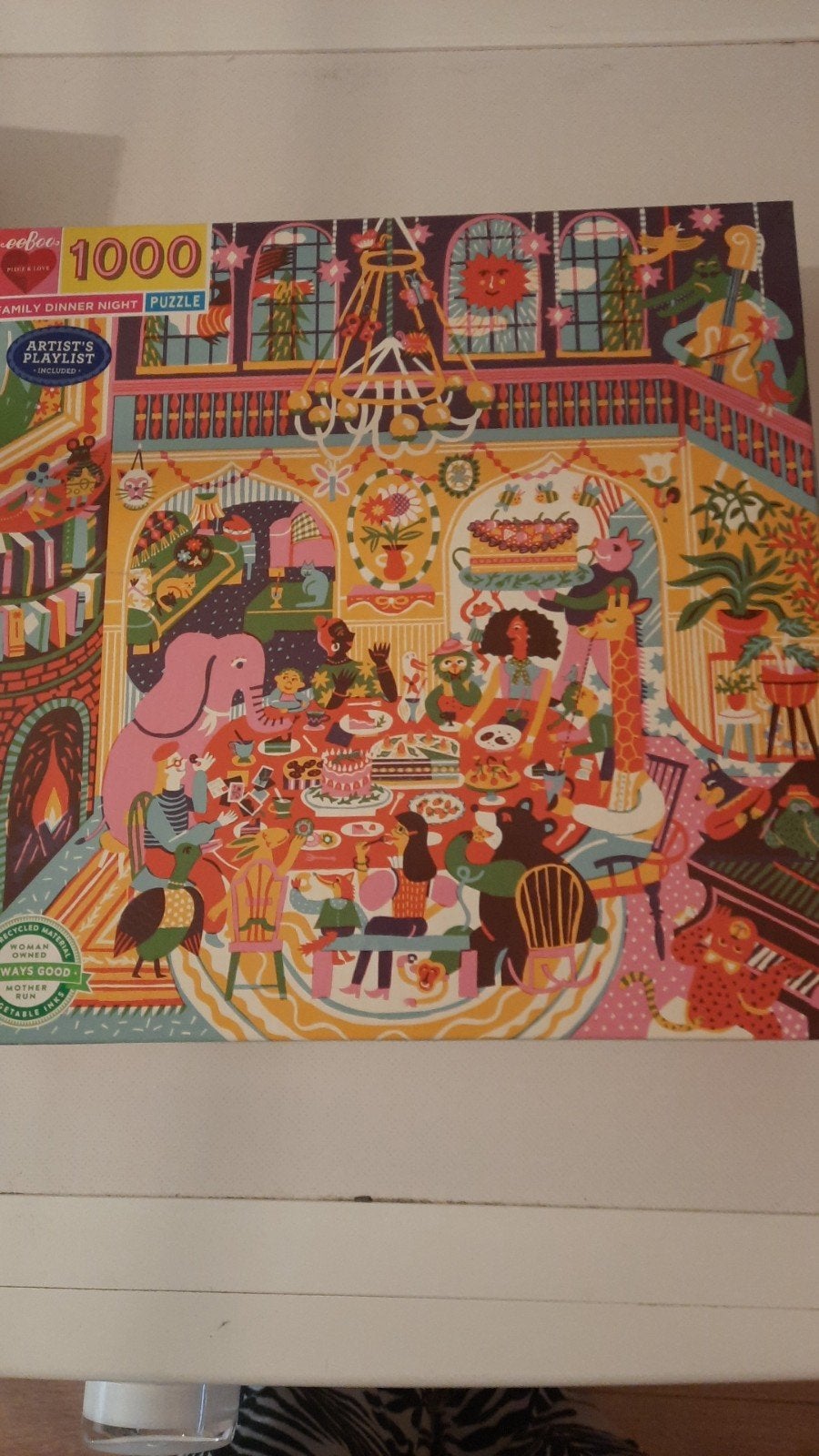 Eeboo Family Dinner Night Puzzel 1000 stukjes, Ophalen of Verzenden, Zo goed als nieuw