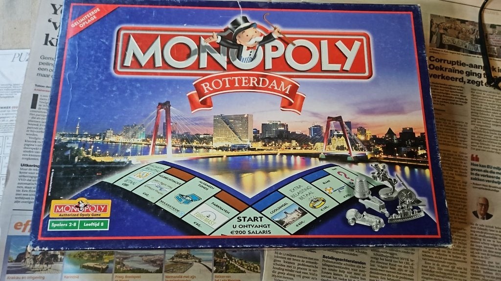 bordspel bijvul set Monopoly Rotterdam Monopolie 1e editie, Drie of vier spelers, Ophalen of Verzenden, Zo goed als nieuw, Monopoly