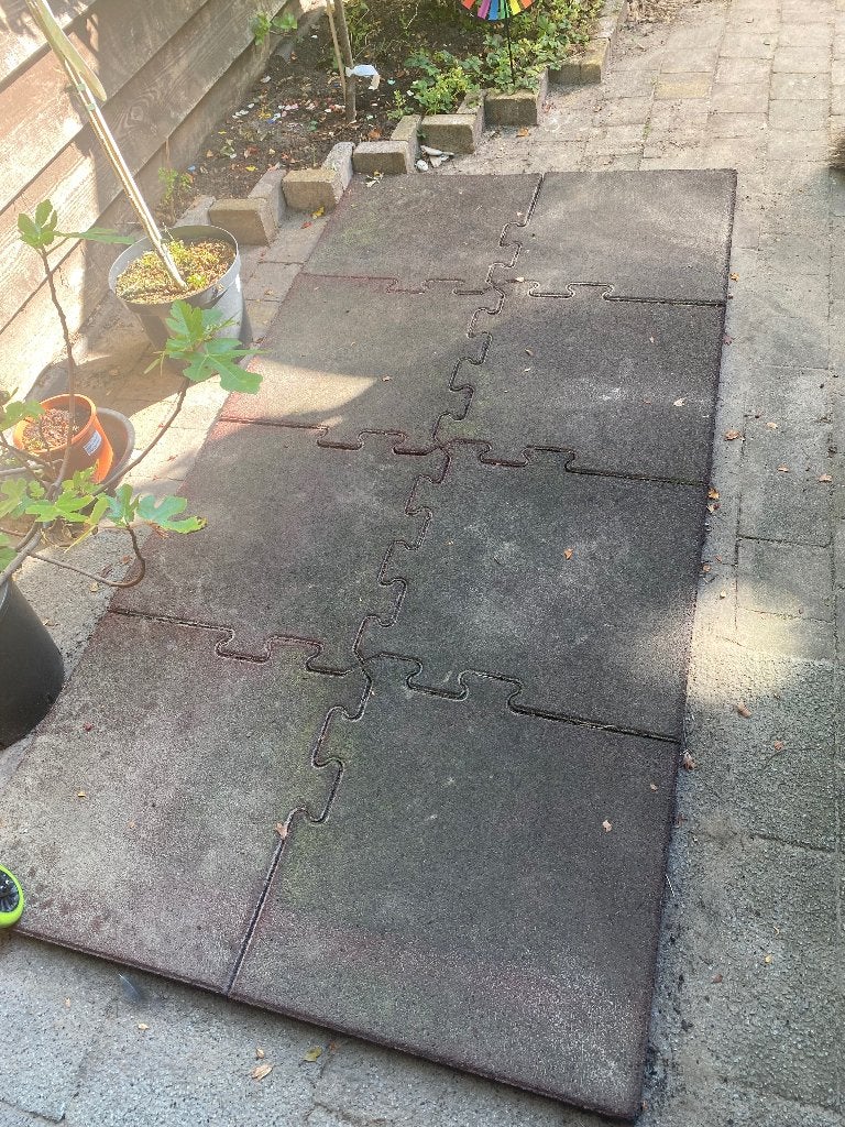 Rubber matten tegels 8x, Ophalen, Gebruikt, Fitnessmat