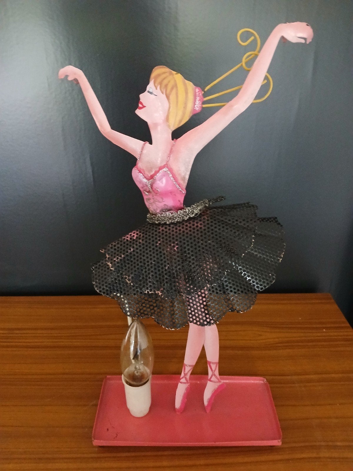 Vintage ballerina lampje - Roze en zwart, Ophalen of Verzenden, Gebruikt