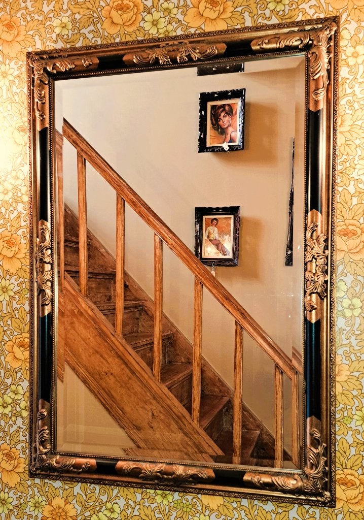 Oude spiegel, regency stijl, Ophalen, Gebruikt, 100 tot 150 cm, Rechthoekig