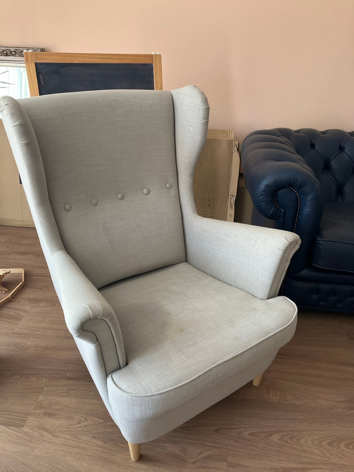 Comfortabele oorfauteuil - Lichtgrijs IKEA, Huis en Inrichting, Fauteuils, Ophalen, Gebruikt, 75 tot 100 cm, Stof