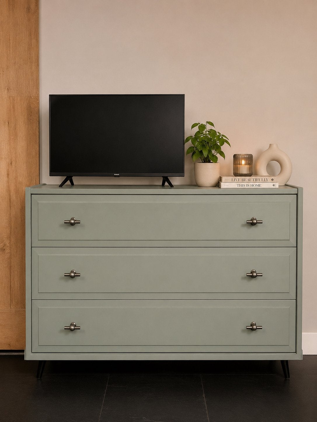 Grenen TV meubel kast handgemaakt, Zo goed als nieuw, Minder dan 100 cm, Grenenhout, 25 tot 50 cm