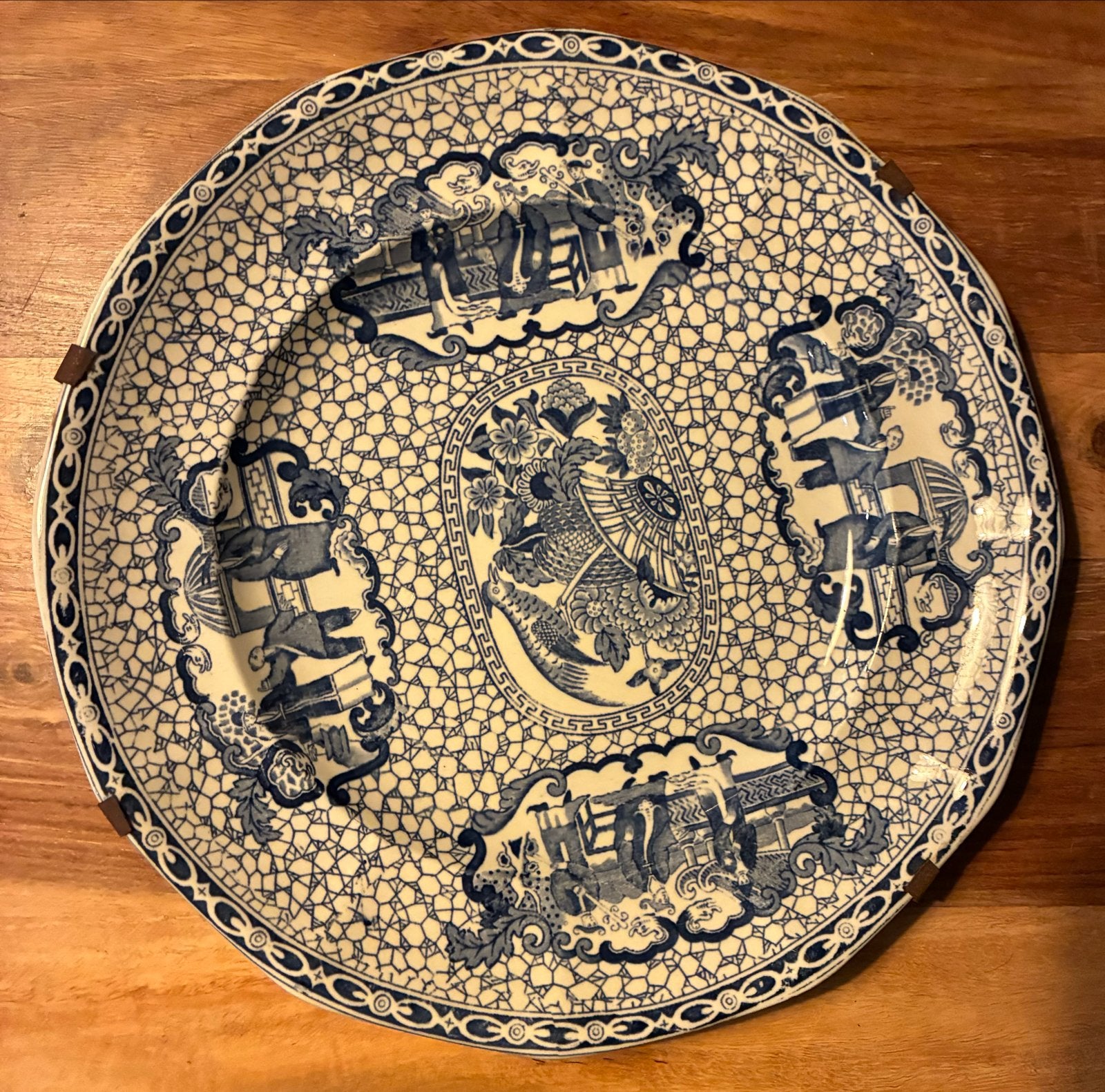 Antiek William Adams Chinees patroon bord, 25 cm, Ophalen of Verzenden