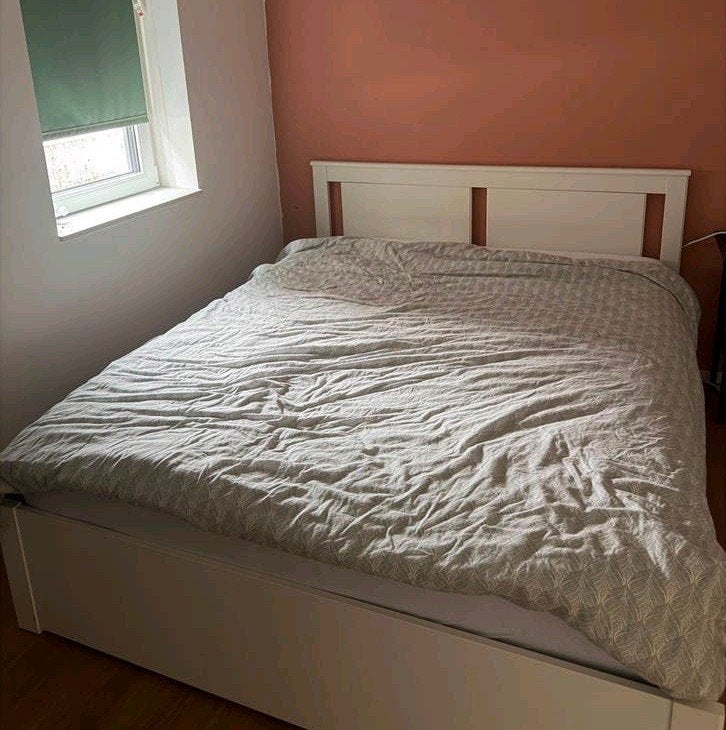 IKEA Songesand bedframe 160x200 cm met lades en lattenbodem, Ophalen, Wit, Tweepersoons, Zo goed als nieuw