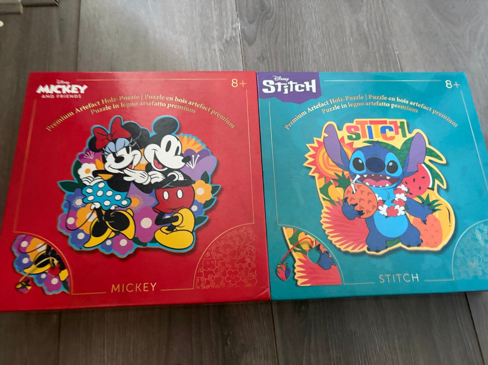 Disney Mickey & Stitch Premium Houten Puzzels (2 stuks), Ophalen of Verzenden, Mickey Mouse, Zo goed als nieuw, Overige typen