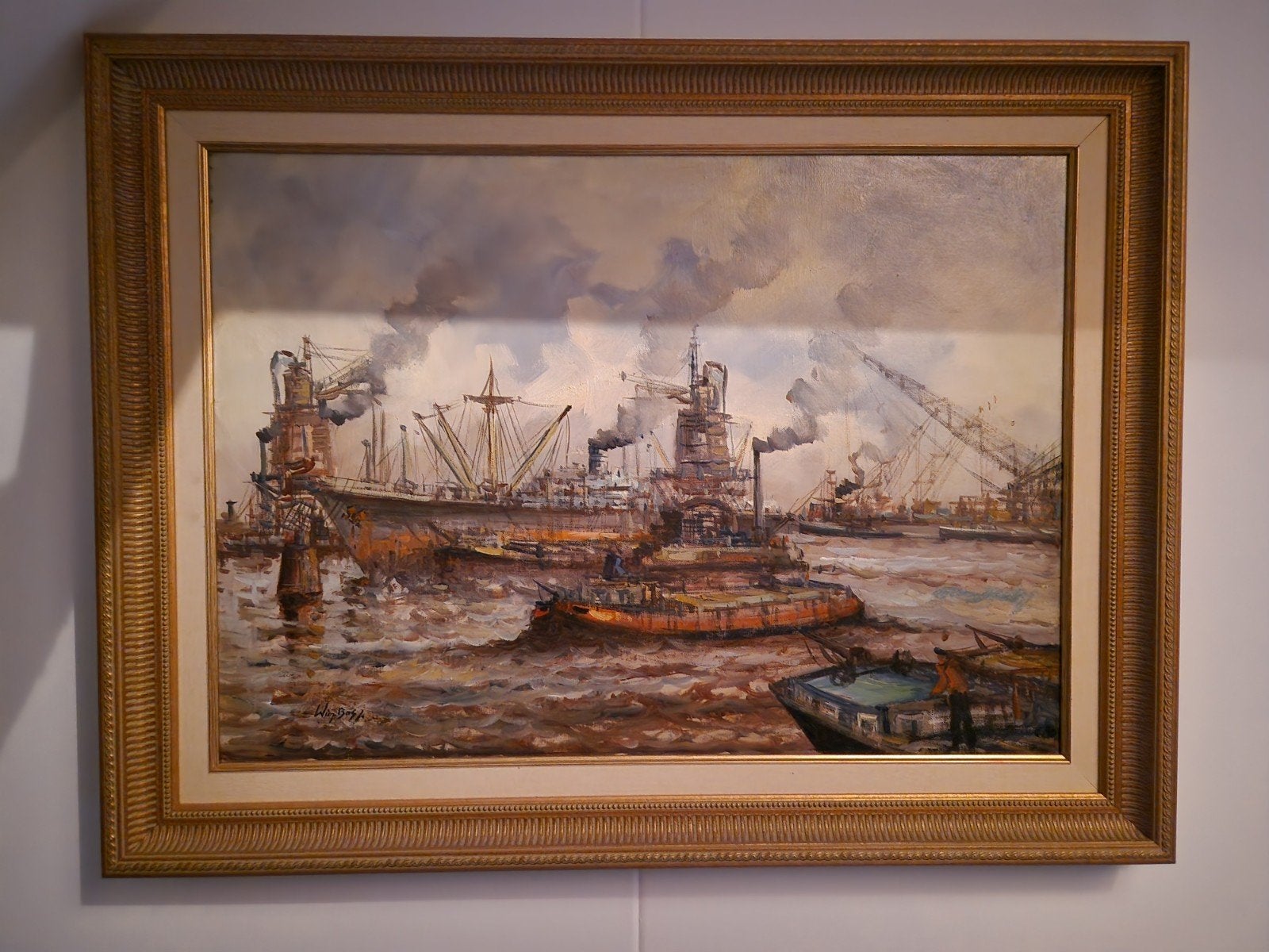 2 x wim bos havengezichten, Antiek en Kunst, Ophalen