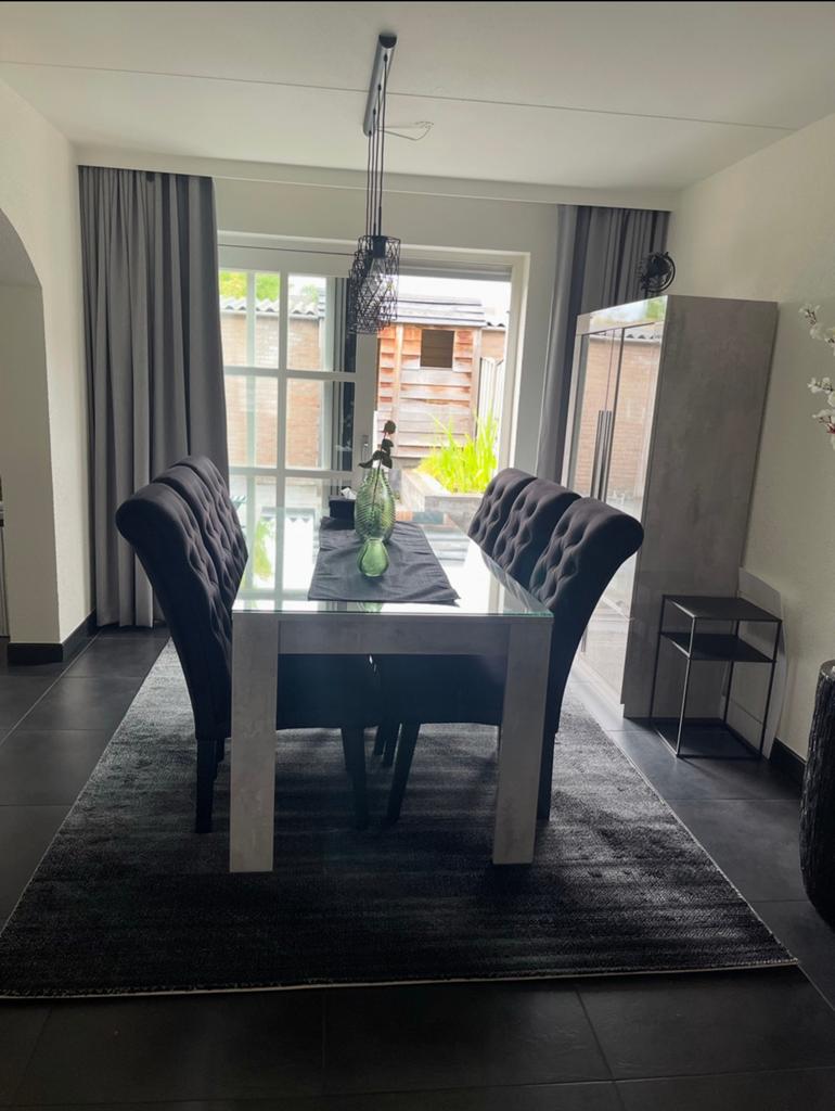 Luxe complete meubelset betonlook (incl. 6 stoelen), Huis en Inrichting, Complete inboedels, Ophalen