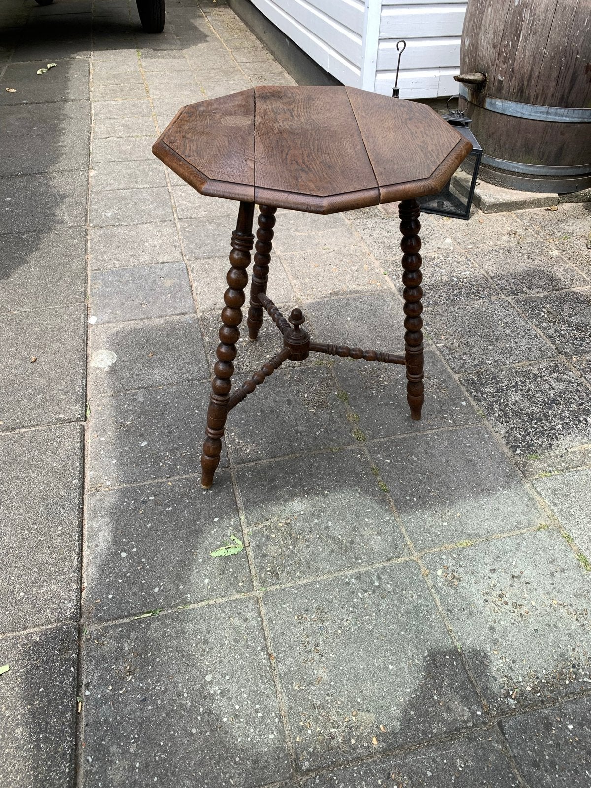 Antiek houten bijzettafeltje, achthoekig, Ophalen