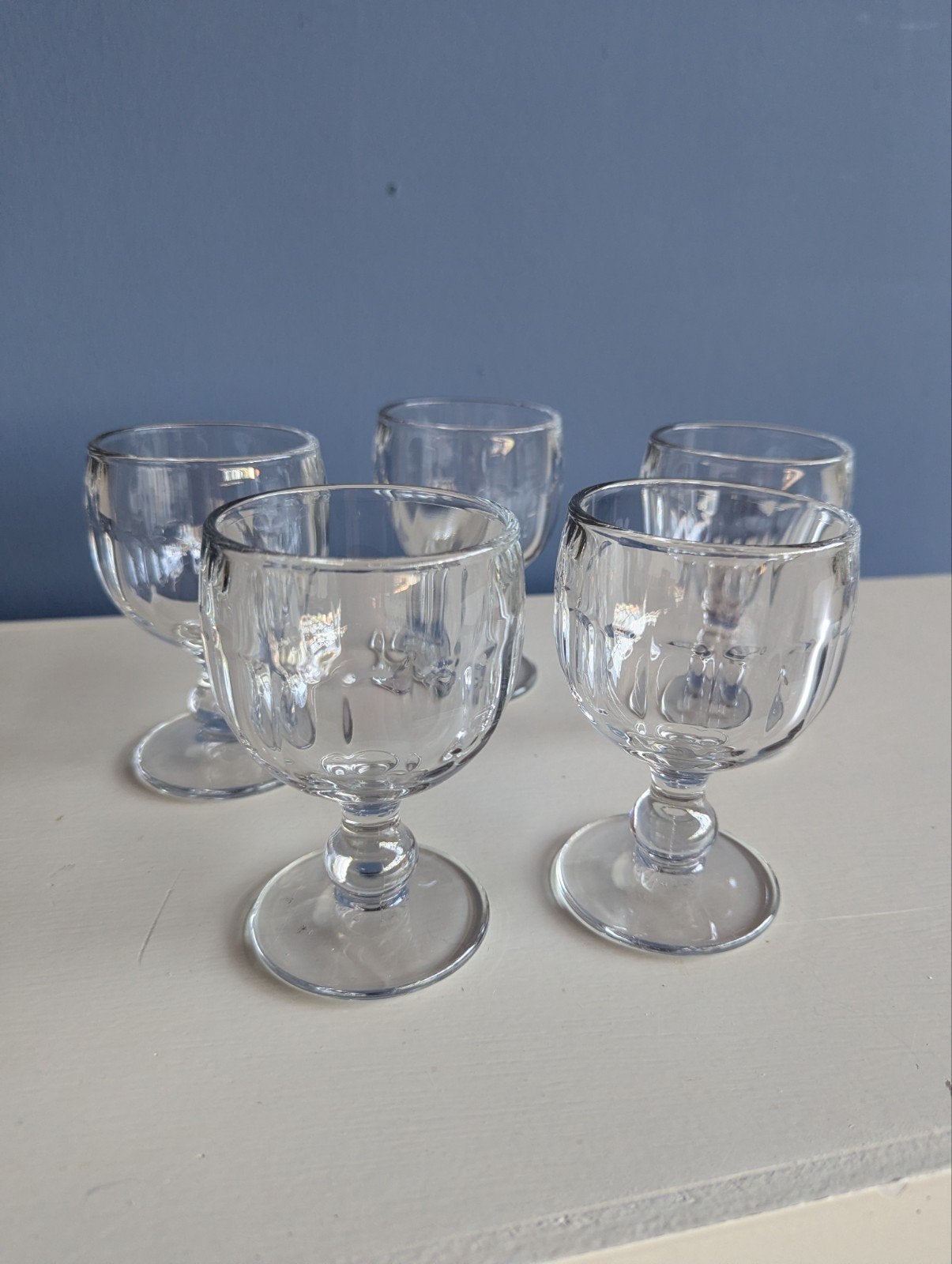 Vintage wijnglazen 5x La Rochère Coteau, Ophalen, Glas, Overige stijlen, Glas of Glazen