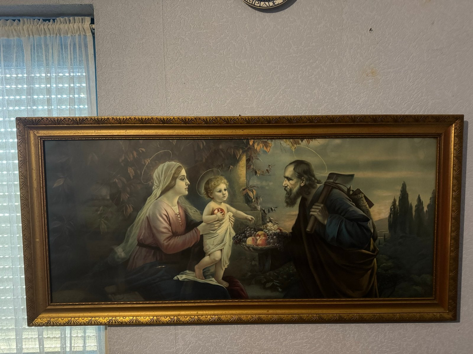 Klassiek schilderij: Heilige Familie met Jozef en Maria, Ophalen, Doek, Portret of Personen, Olieverf