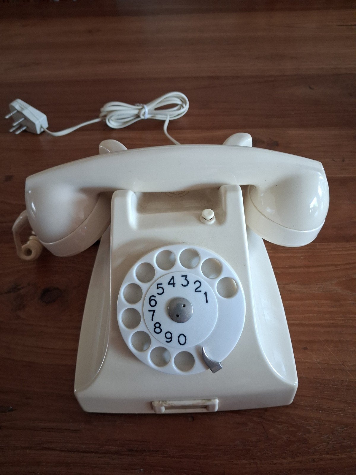 Vintage PTT draaischijf telefoon - Crème wit, Ophalen of Verzenden
