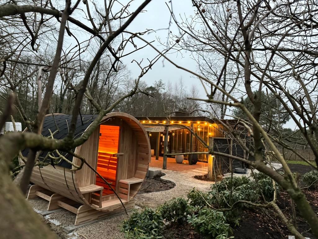 Sauna Red cedar barrel, Ophalen of Verzenden, Nieuw, Complete sauna